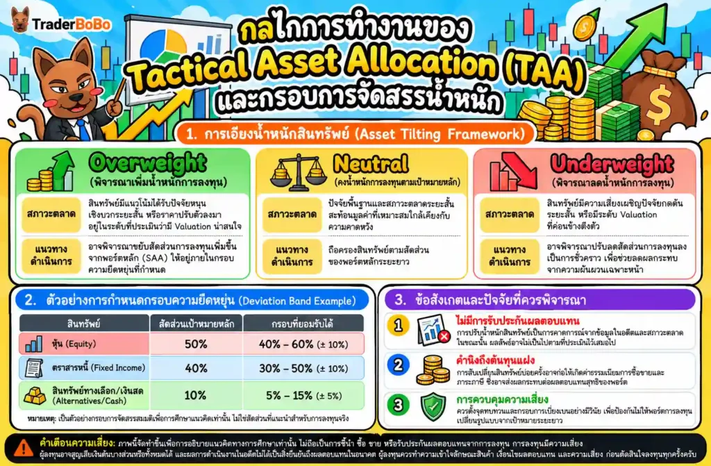 กลไกการทำงานของ Tactical Asset Allocation และกรอบการปรับน้ำหนักสินทรัพย์ กลไกการทำงานของ Tactical Asset Allocation และกรอบการปรับน้ำหนักสินทรัพย์